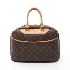 Louis Vuitton Deauville Bowling Vanity Handbag Leather Monogram Brown